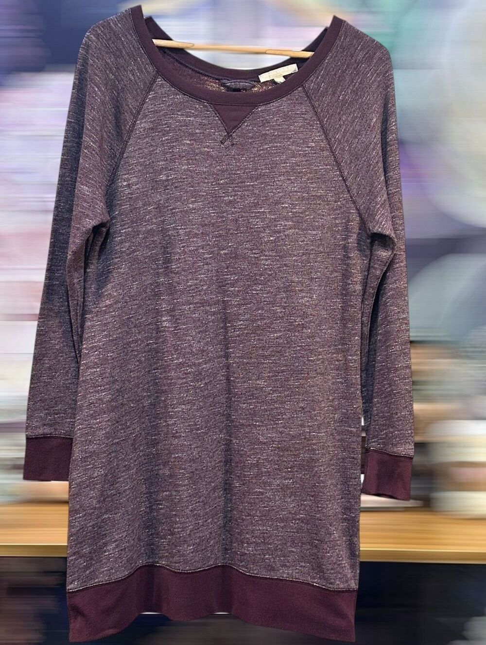 Banana Republic Marled Burgundy Sweatshirt Tunic/Dress Dark Academia Athleisure